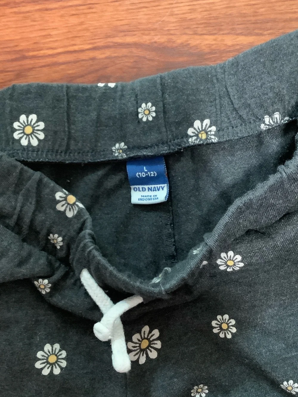 Old Navy Black Daisy Print Drawstring Shorts & Light Wash Denim Cutoffs